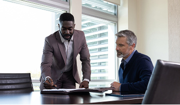 Businessmen in a discussion.